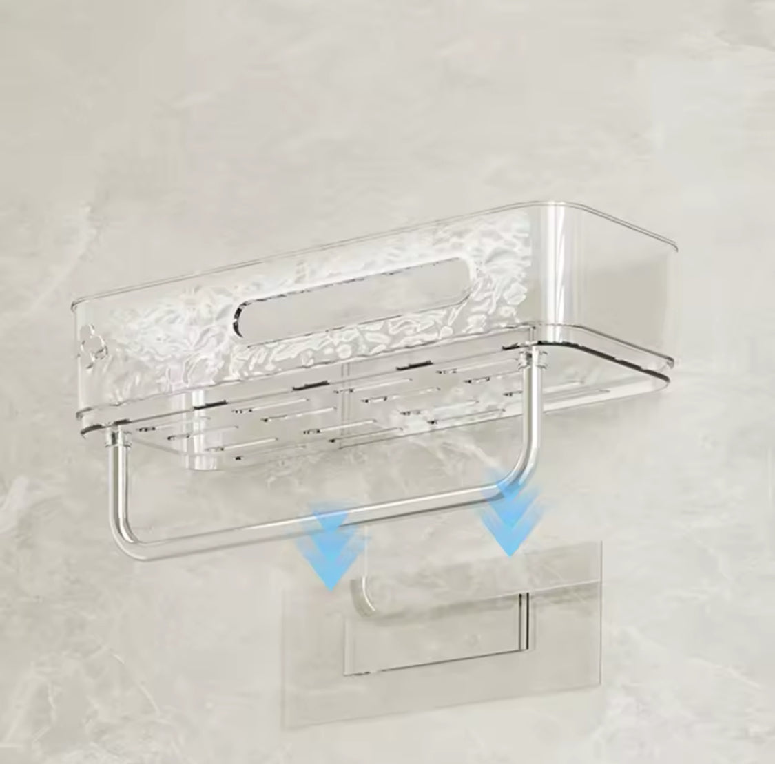 Wall Mounted Storage Rack With Towel Holder, Self Adhesive Transparent Shower Storage Rack, Bathroom Punch Free Storage Rack Wall Mounted Storage Rack With Towel Holder, Self Adhesive Transparent Shower Storage Rack, Bathroom Punch Free Storage Rack